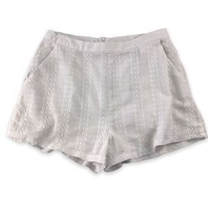Lush white embroidered stripe shorts